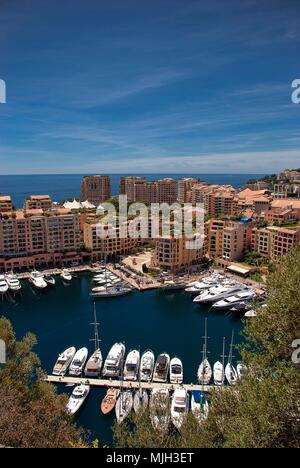 Luxury yachts moored at Port Fontvieille in Monaco Stock Photo