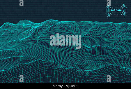 Computer generated binary code landscape on black background . Big Data ...
