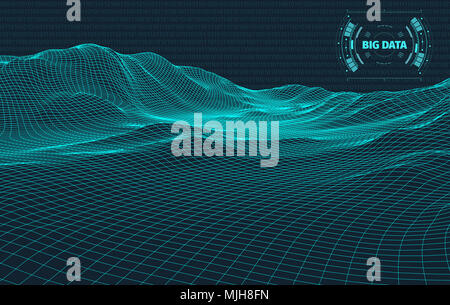 Computer generated binary code landscape on black background . Big Data ...