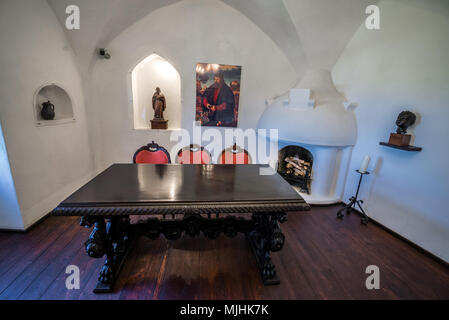 Castellan's room in Bran Castle near Bran, Romania, so called 'Dracula's Castle', home of title character in Bram Stoker's 'Dracula' novel Stock Photo