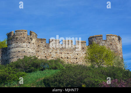 Castle walls in Devin, borough of Bratislava, one of the oldest castles in Slovakia Stock Photo