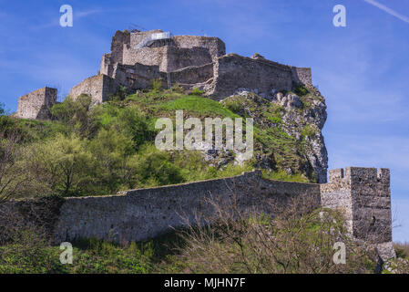 Castle ruins in Devin, borough of Bratislava, one of the oldest castles in Slovakia Stock Photo