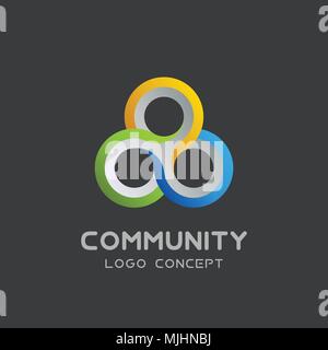Vector teamwork logo Social network Logo design vector template 3d , team work Logotype . Partnership and Friendship . Community union group triple icon. Stock Vector