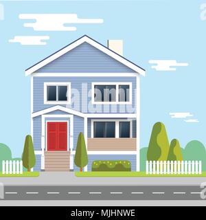 Flat illustration design . Family home. Flat design concept vector illustration. Stock Vector