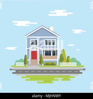 Flat illustration design . Family home. Flat design concept vector illustration. Stock Vector