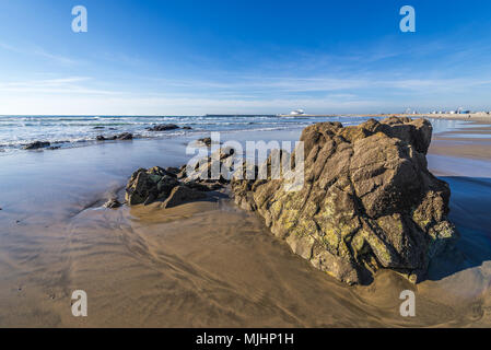 Rocks on the beach of Nevogilde civil parish in Porto, second largest city in Portugal Stock Photo