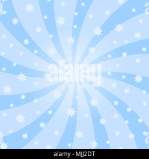 Blue Cartoon Swirl Design. Helix Rotation Rays. Swirling Radial Pattern Starry Background Stock Vector