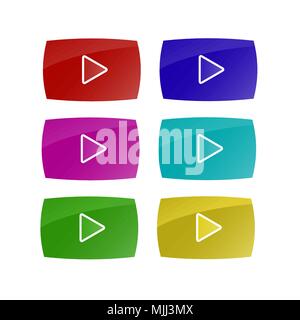 Set of Colorful Play Buttons Stock Vector