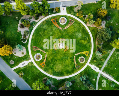 Denver city park circle garden aerial view Stock Photo