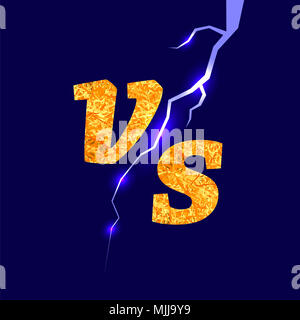 Concept of Confrontation, Together, Standoff, Final Fighting. Versus VS Letters Fight Background with Lightning Stock Photo