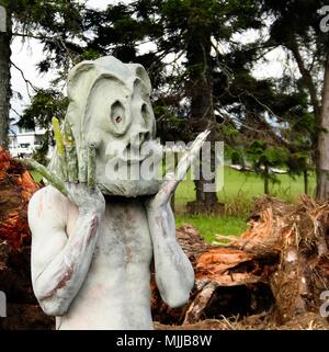 Asaro Mudman tribe man in Mount Hagen festival in Papua New Guinea Stock Photo