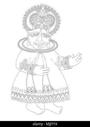 drawing of south indian traditional kathakali dancer Stock Vector