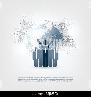 Networks - Online Business Connections, Remote Work Concept Design - Illustration in Editable Vector Format Stock Vector