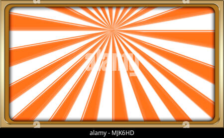 Stock Illustration - Shiny Golden Framed Rays of OrangeLight, Rectangle Empty Background, Copy Space, 3D, Colorful Orange Backdrop. Stock Photo