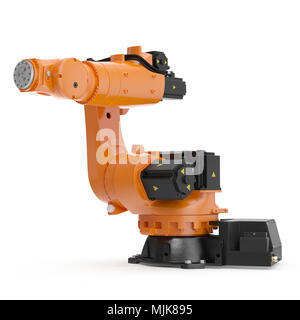 Robot arm for industry isolated on white. 3D Illustration, clipping path Stock Photo