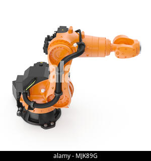 Robot arm for industry isolated on white. 3D Illustration, clipping path Stock Photo