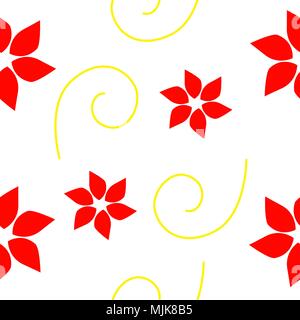 Simple red petals on white background. Vector seamless illustration. Stock Vector