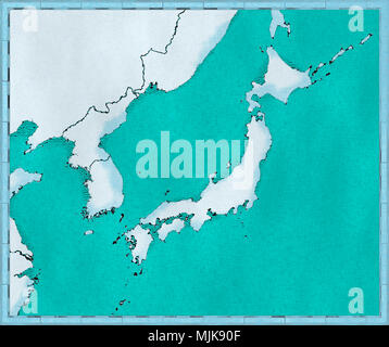 North and South Korea in atlas Stock Photo - Alamy