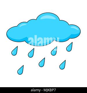 Cartoon cloud with rain drops isolated on white background Stock Vector