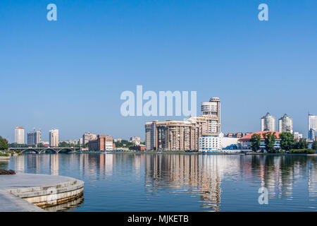 Yekaterinburg, Russia - August, 04,2016: View of water area of the city pond in center of Yekaterinburg. Stock Photo