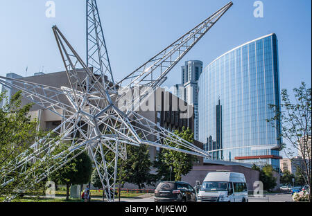 Yekaterinburg, Russia - August, 04,2016: Large installation in shape of star near the Yeltsin center in Yekaterinburg. Stock Photo