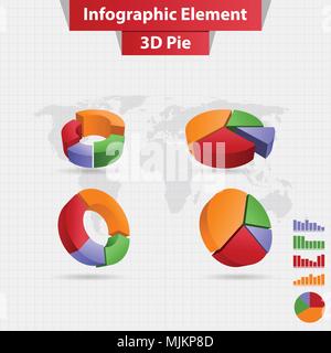 4 different infographic element 3D pie chart vector Stock Vector