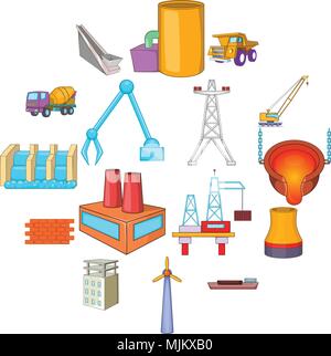 Idustry icons set. Cartoon illustration of 16 industry vector icons for web Stock Vector