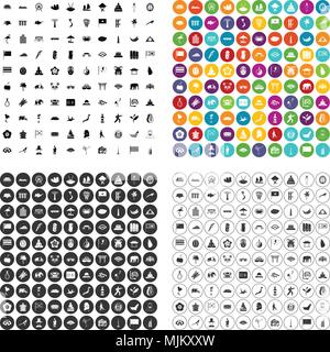 100 asian icons set vector in 4 variant for any web design isolated on white Stock Vector