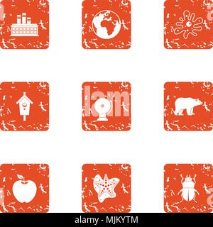 Manufactory icons set. Grunge set of 9 manufactory vector icons for web isolated on white background Stock Vector
