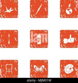 Imagery icons set. Grunge set of 9 imagery vector icons for web isolated on white background Stock Vector
