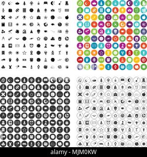 100 astronomy icons set vector in 4 variant for any web design isolated on white Stock Vector