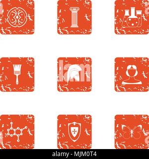 Opiate icons set, grunge style Stock Vector