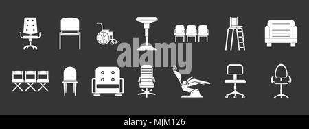 Chair icon set grey vector Stock Vector
