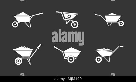 Wheelbarrow icon set grey vector Stock Vector