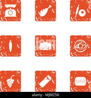 Measure food icons set, grunge style Stock Vector