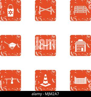 Repair yard icons set, grunge style Stock Vector