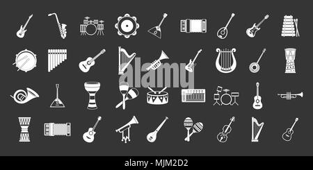 Musical instrument icon set grey vector Stock Vector