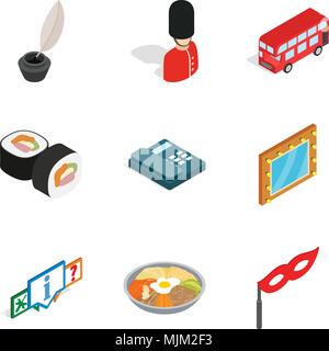 State of affairs icons set, isometric style Stock Vector