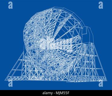 Radio Telescope concept outline. Vector Stock Vector