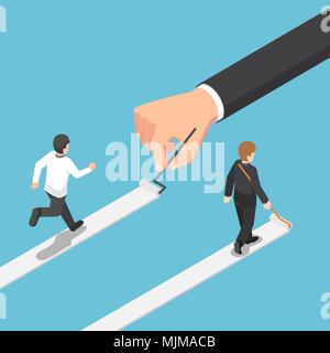 Flat 3d isometric businessman paint his own path to success. Business success and leadership concept. Stock Vector