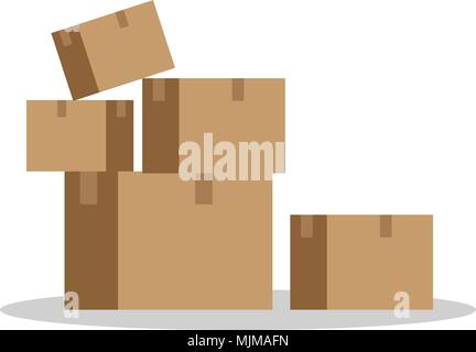 Stack of sealed cardboard boxes with flat style vector illustration isolated. Stock Vector