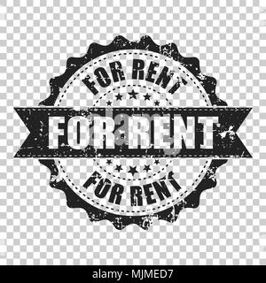 For rent scratch grunge rubber stamp. Vector illustration on isolated transparent background. Business concept for rent stamp pictogram. Stock Vector