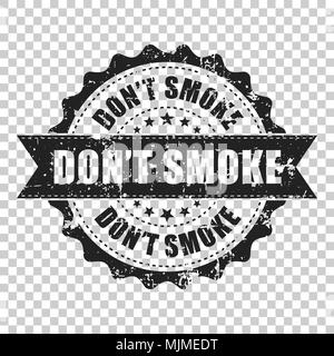 Don't smoke scratch grunge rubber stamp. Vector illustration on isolated transparent background. Business concept no smoking stamp pictogram. Stock Vector
