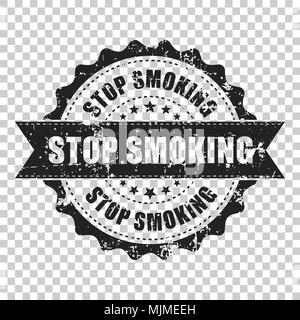 Stop smoking scratch grunge rubber stamp. Vector illustration on isolated transparent background. Business concept no smoke stamp pictogram. Stock Vector