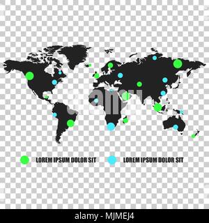 Communications network world map. Vector illustration on isolated transparent background. Business concept map pictogram. Stock Vector