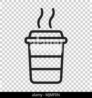 Coffee cup icon. Vector illustration on isolated transparent background. Business concept coffee mug pictogram. Stock Vector