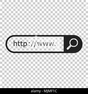 Address and navigation bar icon. Vector illustration on isolated transparent background. Business concept search www http pictogram. Stock Vector