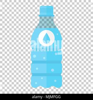 Water bottle icon in flat style. Bottle illustration on isolated transparent background. Water plastic container concept. Stock Vector