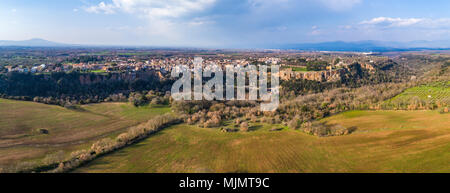Aerial view of Castel Sant Elia in Italy, a beautiful village built on the rock. Stock Photo
