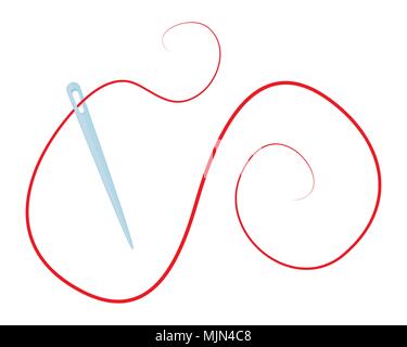 cartoon needle with thread isolated on white background Stock Vector